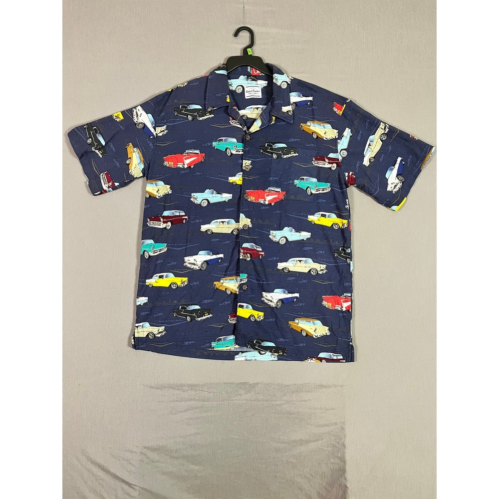 Vintage David Carey Classic Chevrolet Shirt XL Cotton Rayon Navy Blue EUC